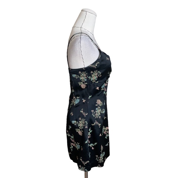 Vintage 90s Satin Finesse Dress Asian Inspired Floral Print Twee - Picture 3 of 8